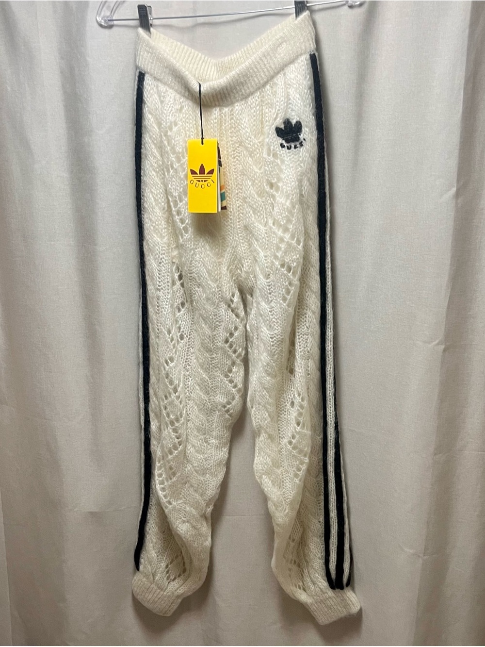 $2150 Gucci X Adidas Wool Mohair Knit Jogger with Removable Silk Shorts, Medium